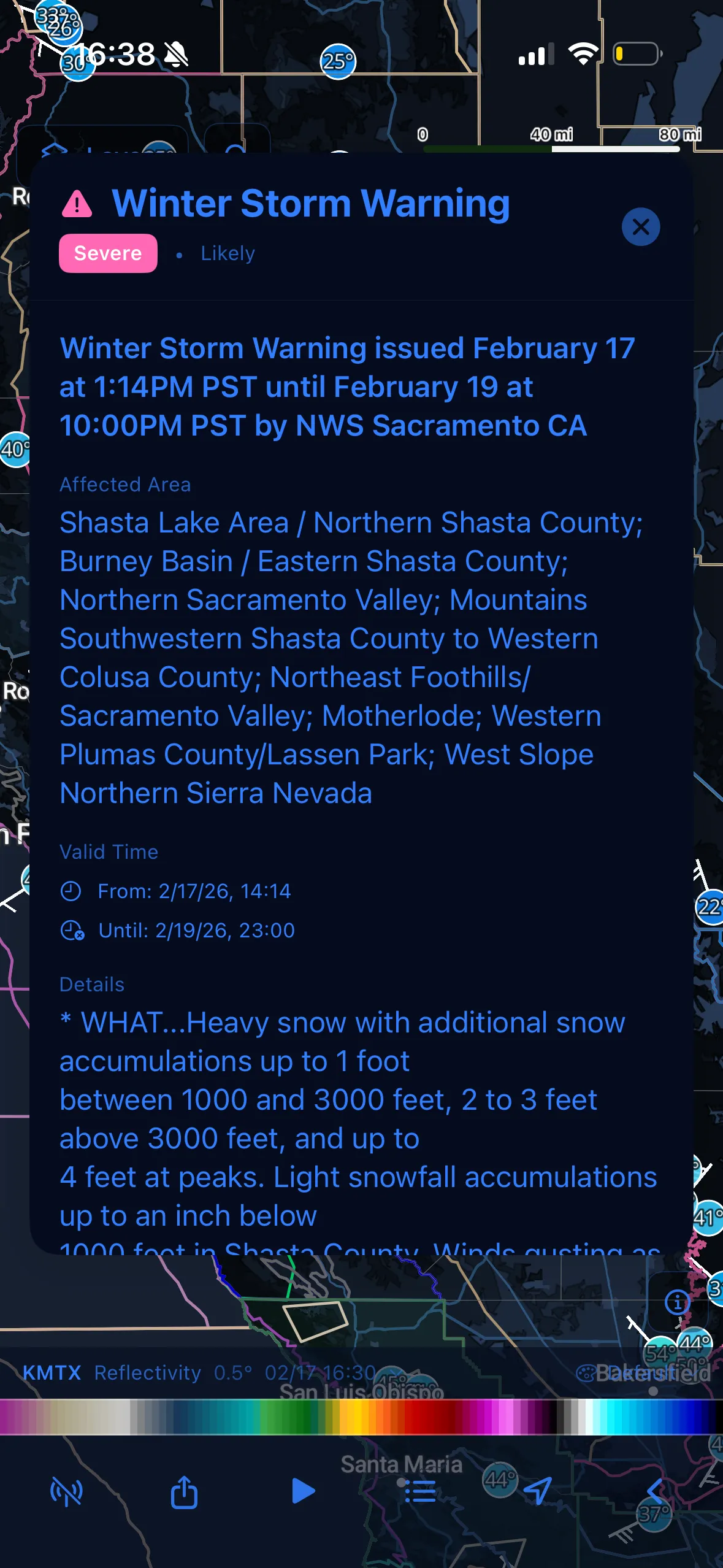 Winter Storm Warning alert details